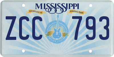 MS license plate ZCC793
