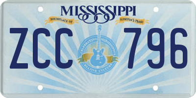 MS license plate ZCC796
