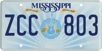 MS license plate ZCC803
