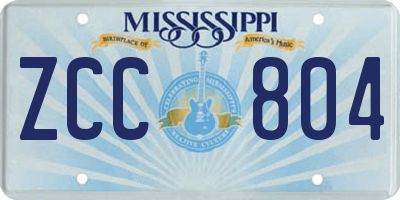 MS license plate ZCC804