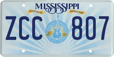 MS license plate ZCC807