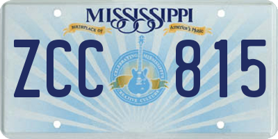 MS license plate ZCC815