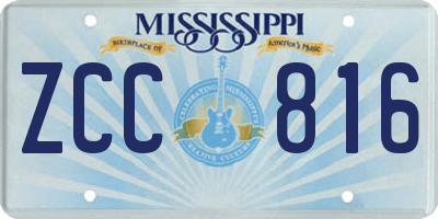 MS license plate ZCC816
