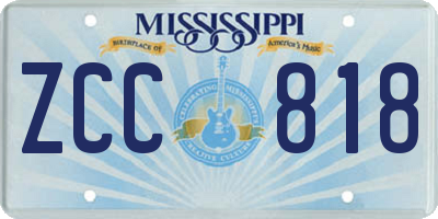 MS license plate ZCC818