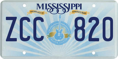 MS license plate ZCC820