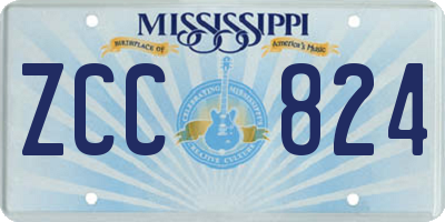 MS license plate ZCC824