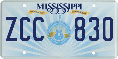 MS license plate ZCC830