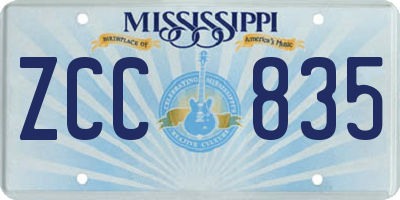 MS license plate ZCC835