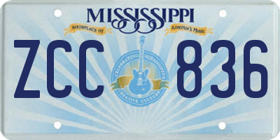 MS license plate ZCC836