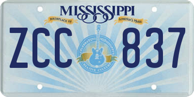 MS license plate ZCC837