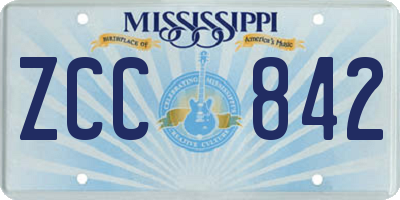 MS license plate ZCC842