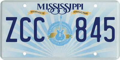 MS license plate ZCC845