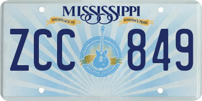 MS license plate ZCC849