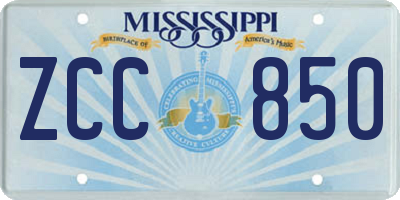 MS license plate ZCC850