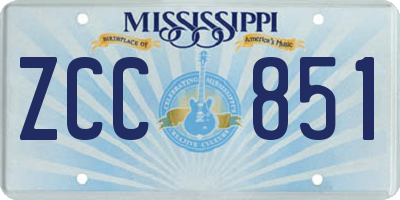 MS license plate ZCC851