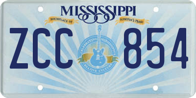 MS license plate ZCC854