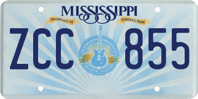 MS license plate ZCC855
