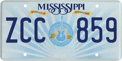 MS license plate ZCC859