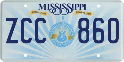 MS license plate ZCC860