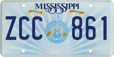 MS license plate ZCC861