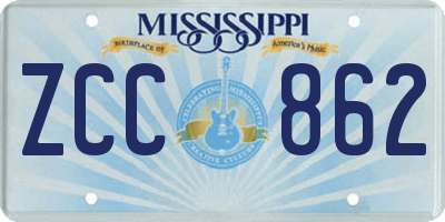 MS license plate ZCC862