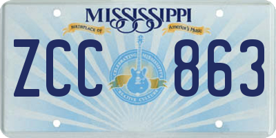 MS license plate ZCC863