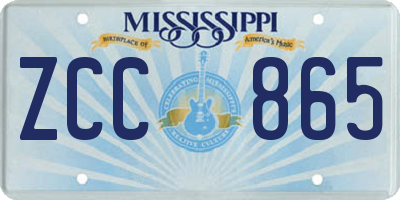 MS license plate ZCC865