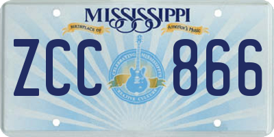 MS license plate ZCC866