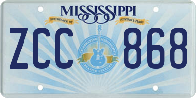 MS license plate ZCC868