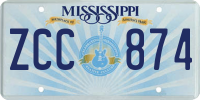 MS license plate ZCC874