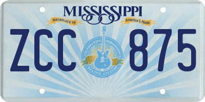 MS license plate ZCC875