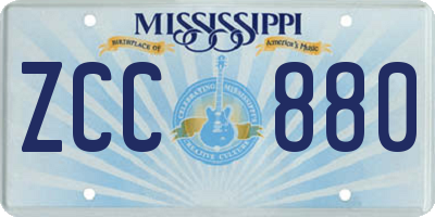 MS license plate ZCC880