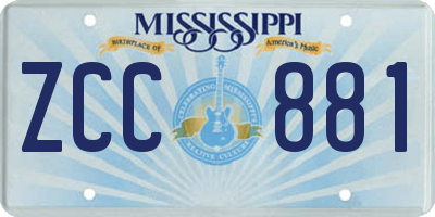 MS license plate ZCC881