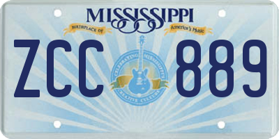 MS license plate ZCC889