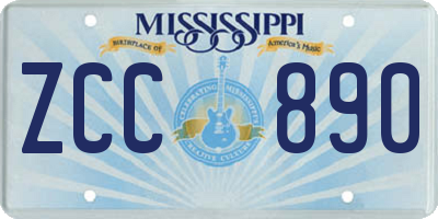 MS license plate ZCC890