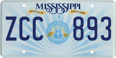 MS license plate ZCC893