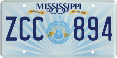 MS license plate ZCC894