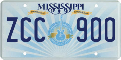 MS license plate ZCC900