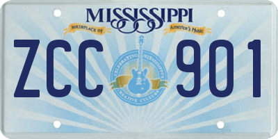 MS license plate ZCC901