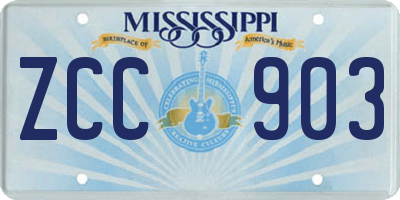 MS license plate ZCC903