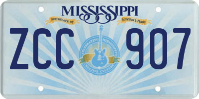 MS license plate ZCC907