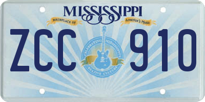 MS license plate ZCC910