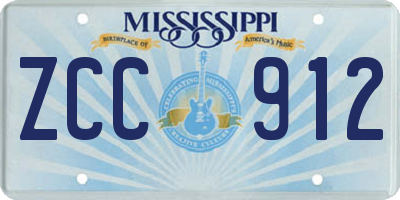 MS license plate ZCC912