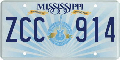 MS license plate ZCC914