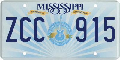 MS license plate ZCC915