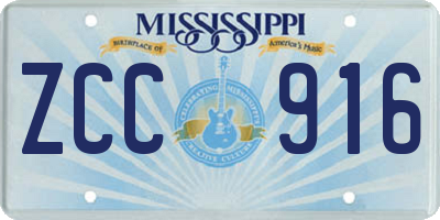 MS license plate ZCC916
