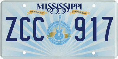 MS license plate ZCC917