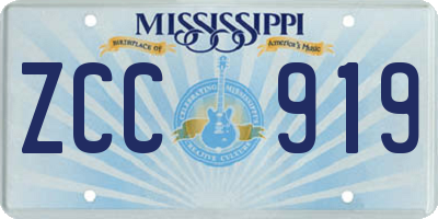 MS license plate ZCC919