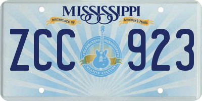 MS license plate ZCC923