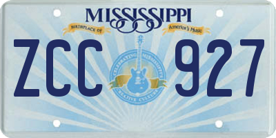 MS license plate ZCC927